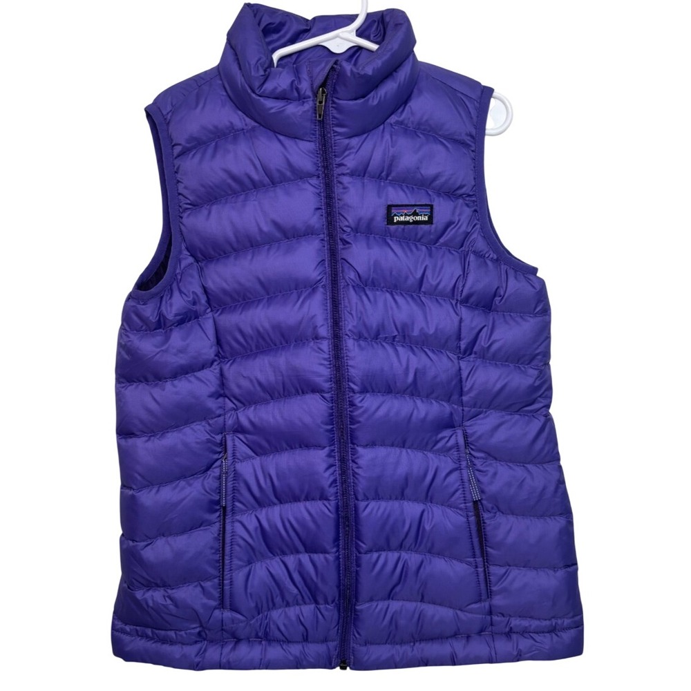 Patagonia Down Sweater Vest Girls Small Purple Quilted Puffer Jacket Insulated